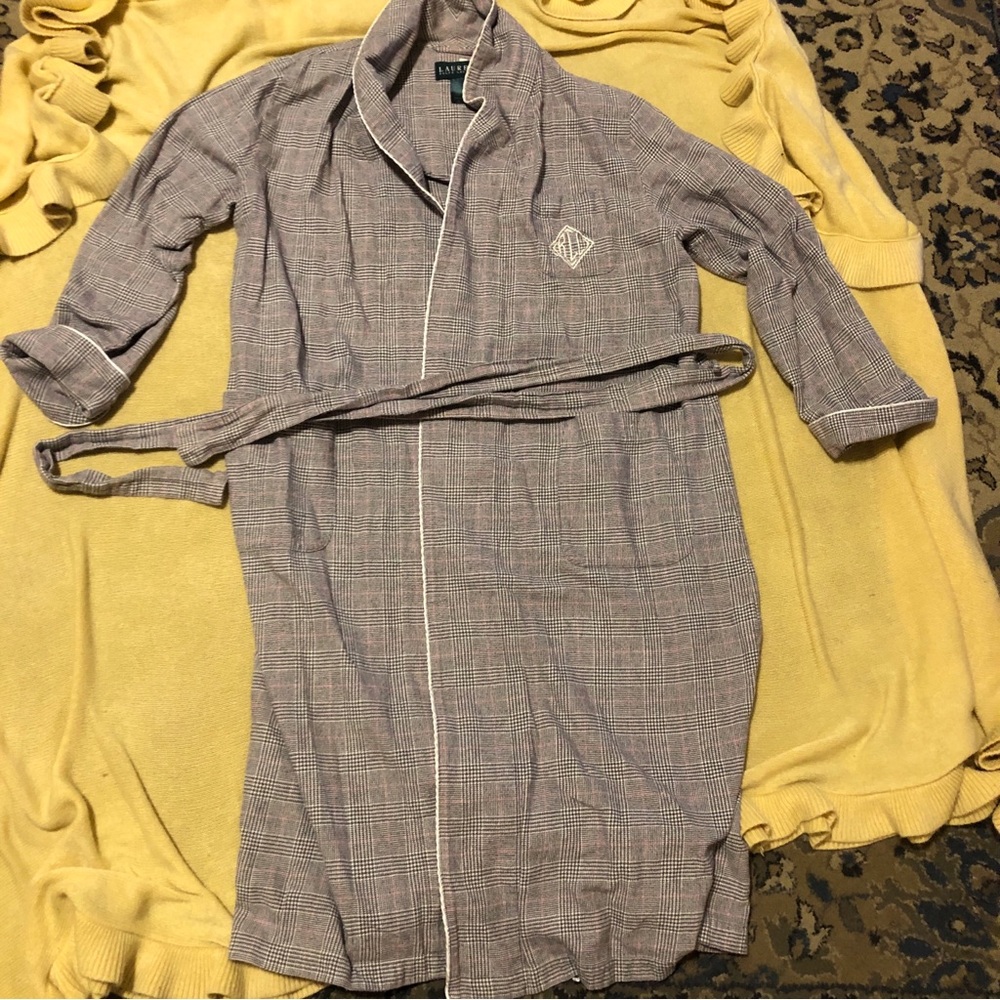 Ralph Lauren Gray Plaid Robe with Belt